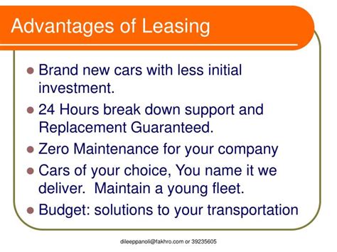 What are 5 advantages of leasing a car?