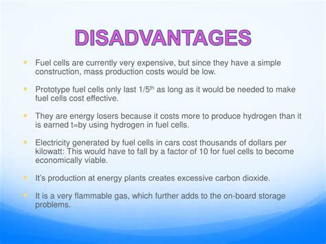 What are the disadvantages of a fuel cell?