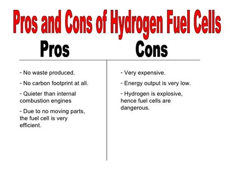 What are the pros and cons of hydrogen fuel cells?